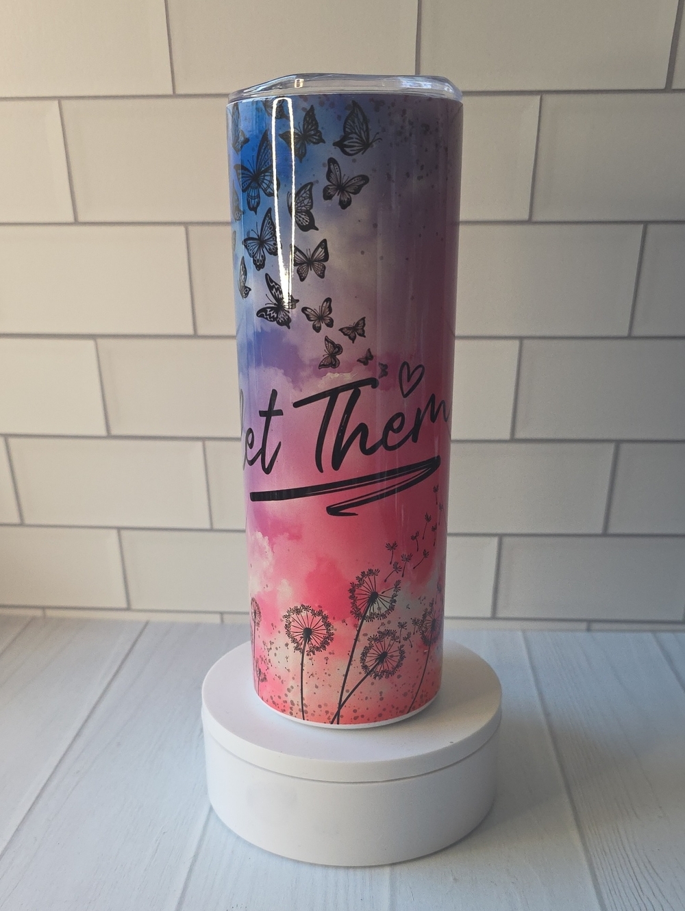 Let Them - Ombre Pink and Purple Decorative Tumbler